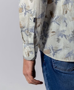 Heren overhemd lange mouw beige