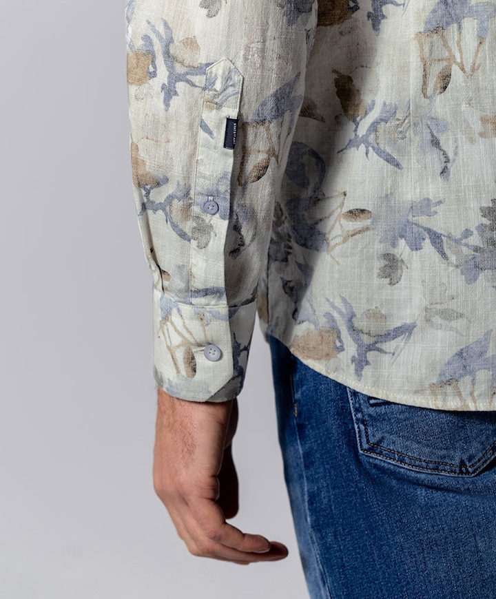 Heren overhemd lange mouw beige