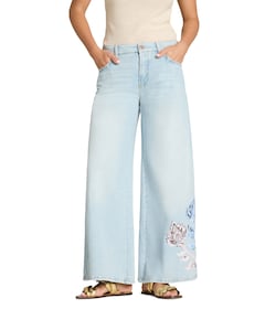 Palazzo cropped dames jeans blauw