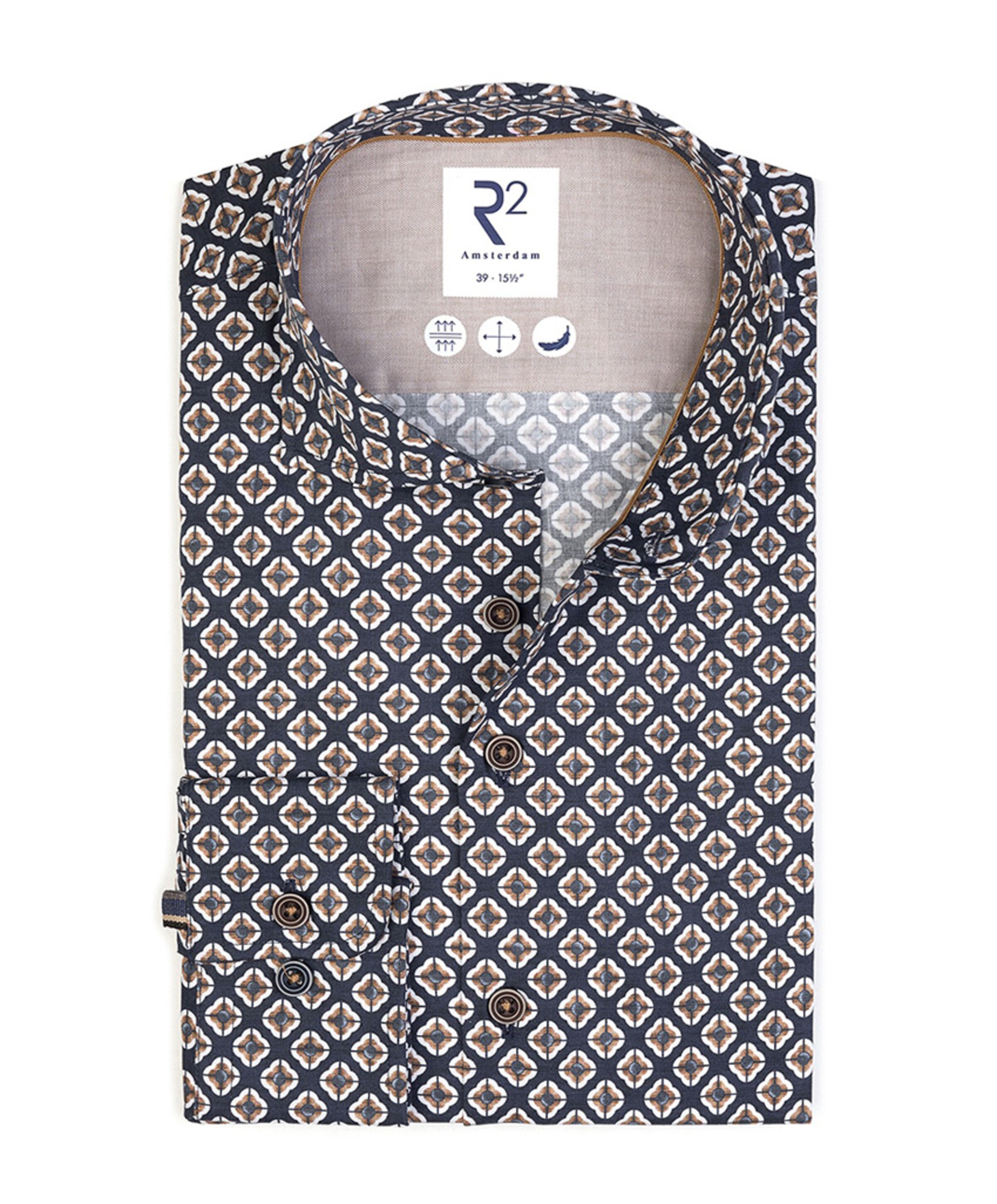 Heren overhemd lange mouw blauw