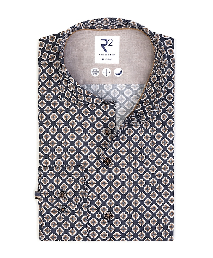 Heren overhemd lange mouw blauw