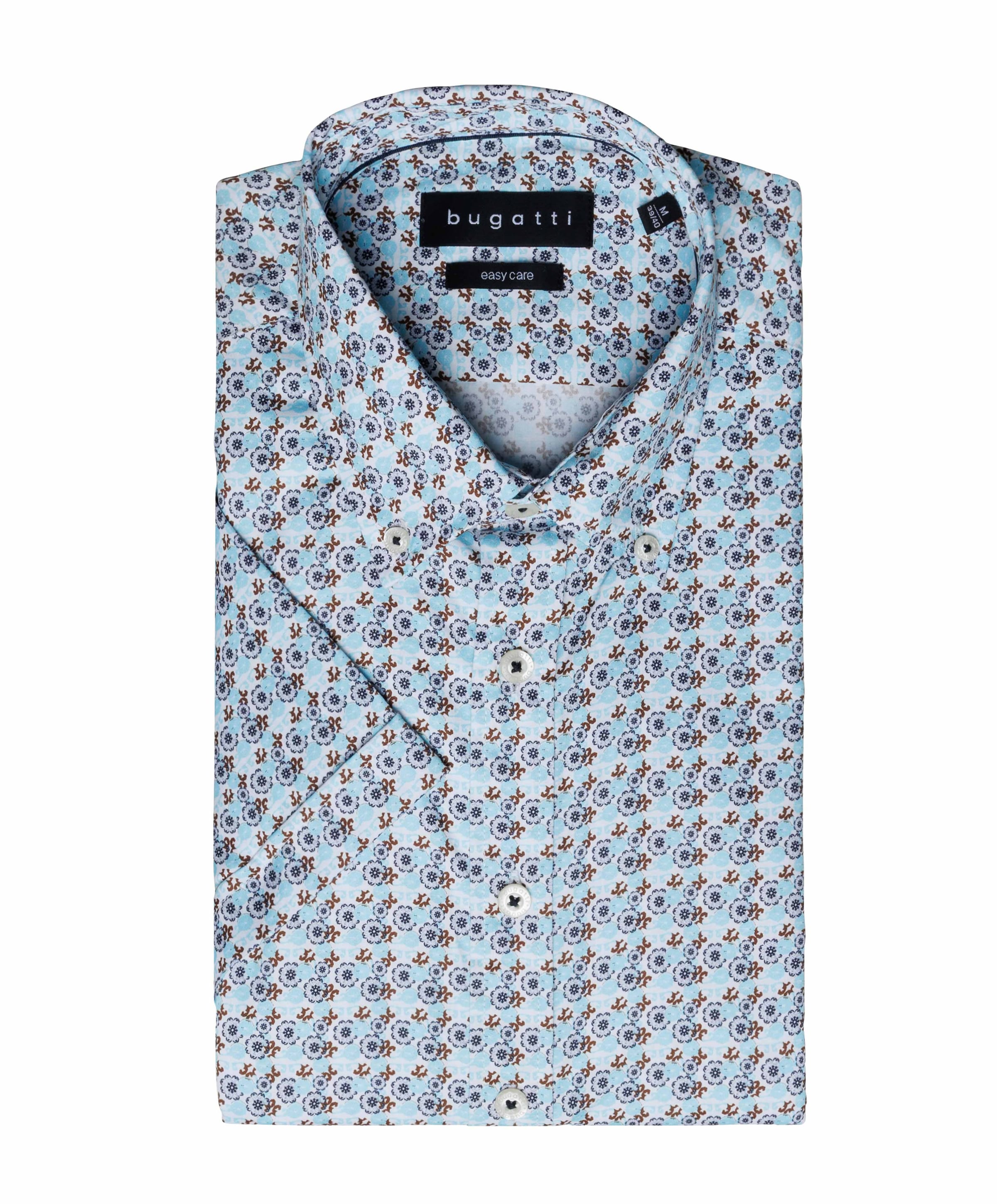 Heren overhemd korte mouw blauw