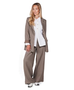 Wide dames broek bruin