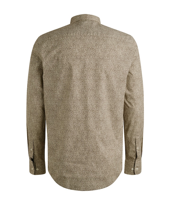 Heren overhemd lange mouw bruin