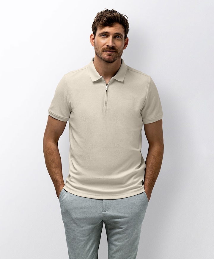 Heren polo beige