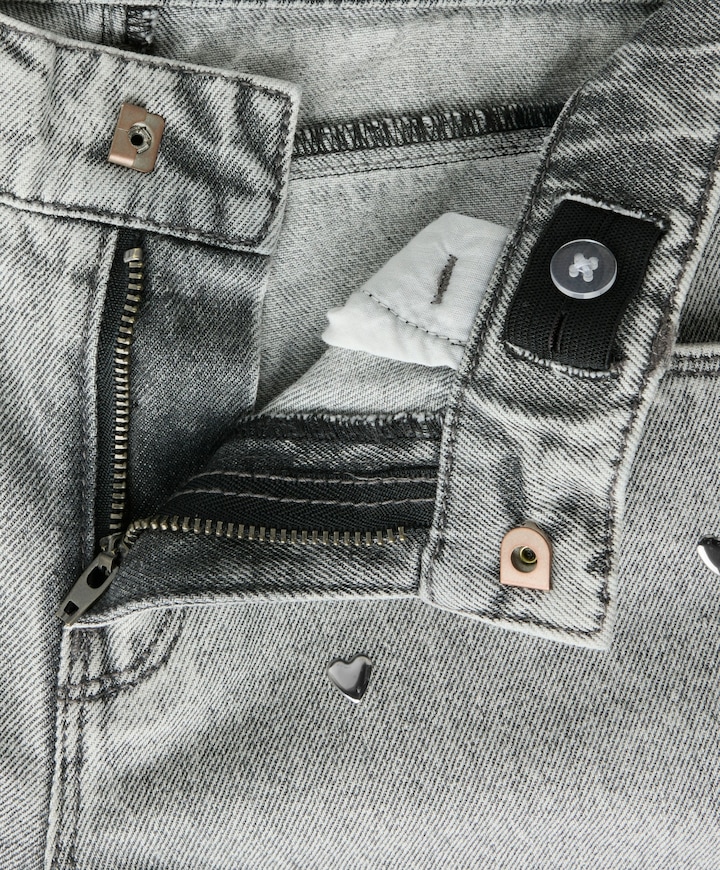 NKFROSE WIDE HEART STUDS JEANS 2021 meisjes jeans grijs