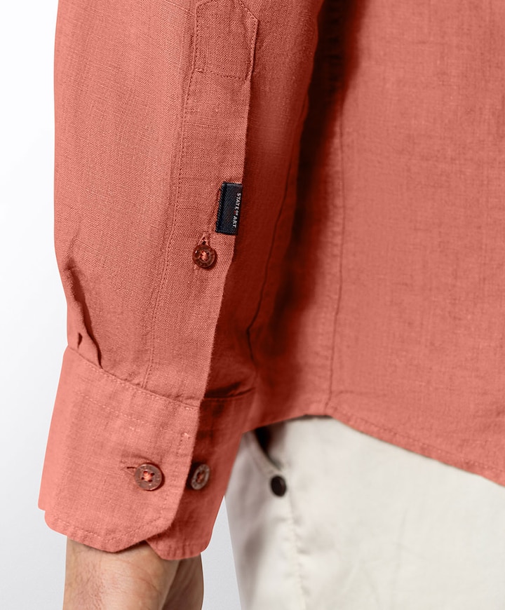 Heren overhemd lange mouw roze