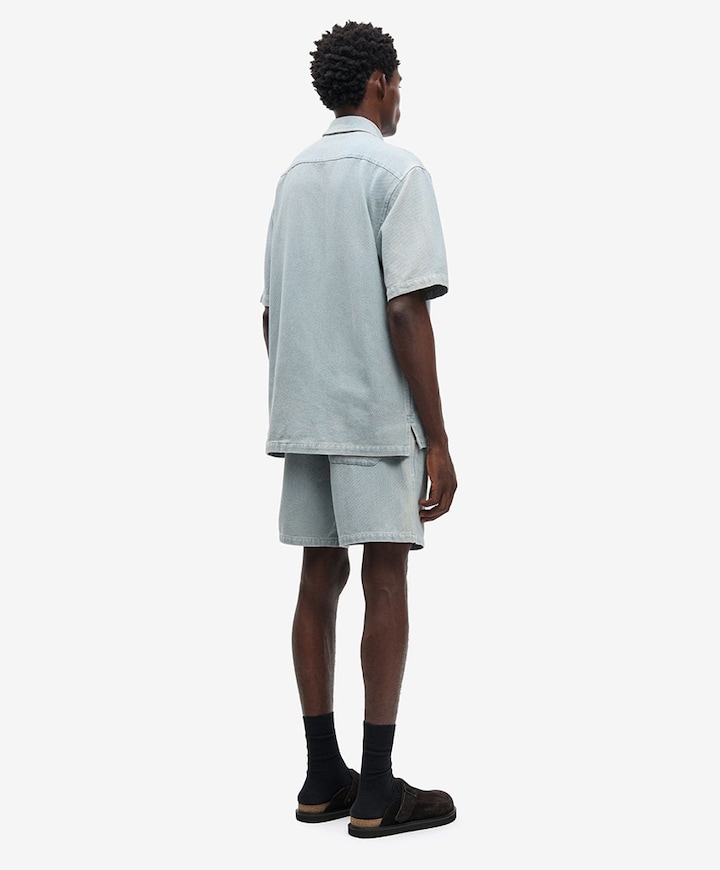 Heren overhemd korte mouw blauw