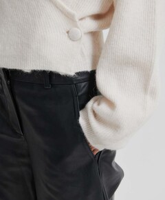 Letho Leather Long Shorts dames korte broek zwart