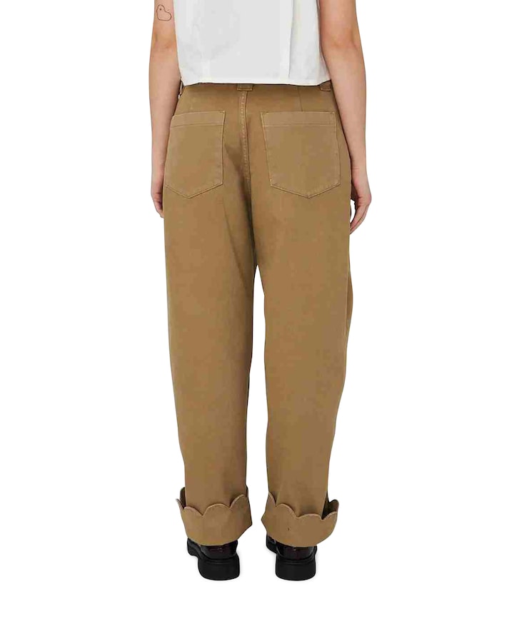 Low-Waist Cotton broek beige