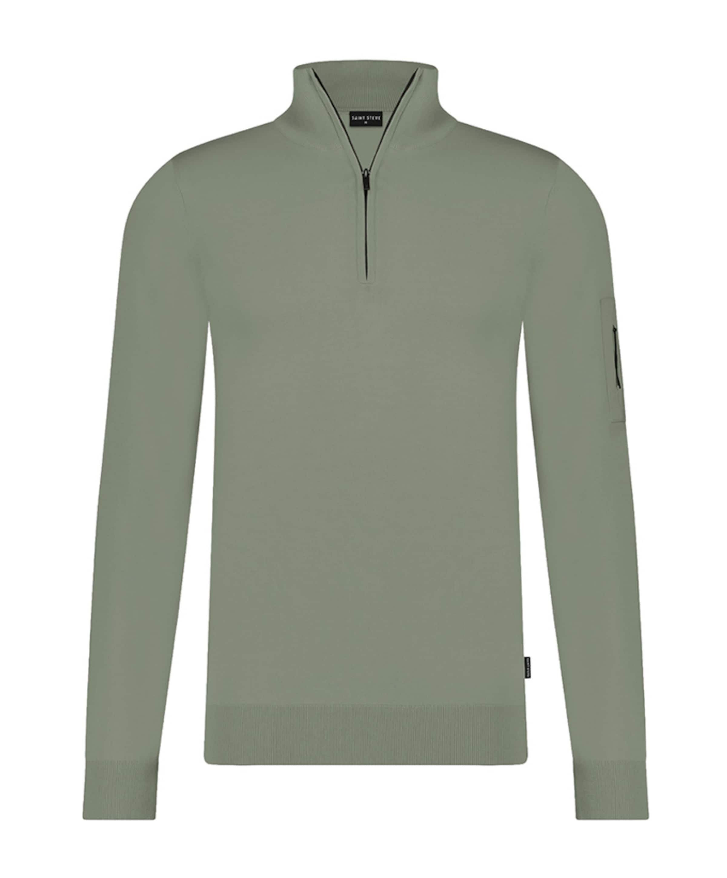 Heren trui met rits groen