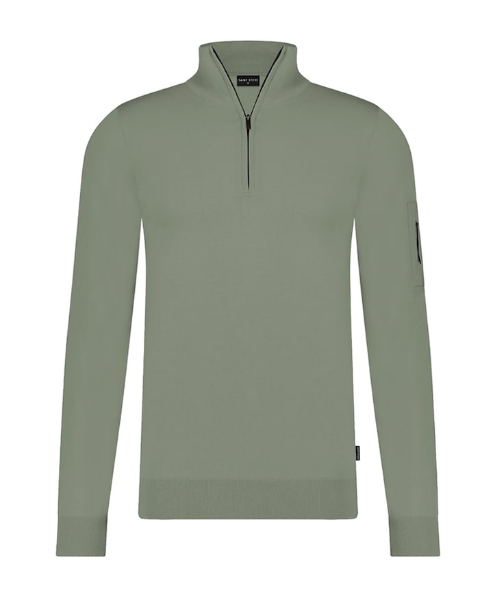 Heren trui met rits groen