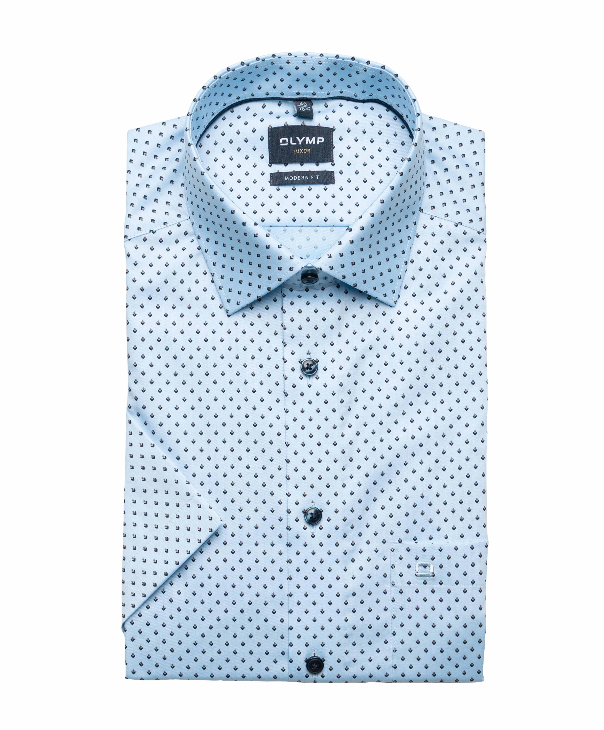 Heren overhemd korte mouw blauw