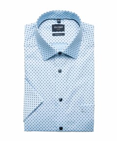 Heren overhemd korte mouw blauw