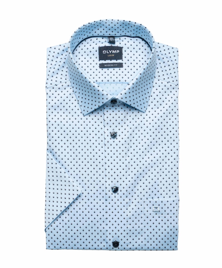 Heren overhemd korte mouw blauw