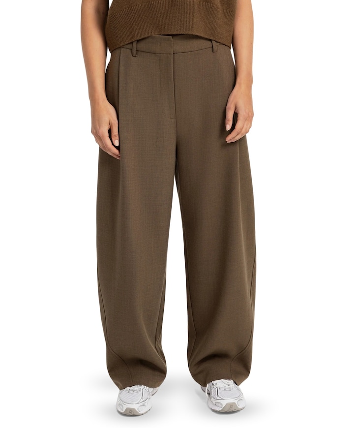 Geweven broek met rechte pijpen dames broek bruin