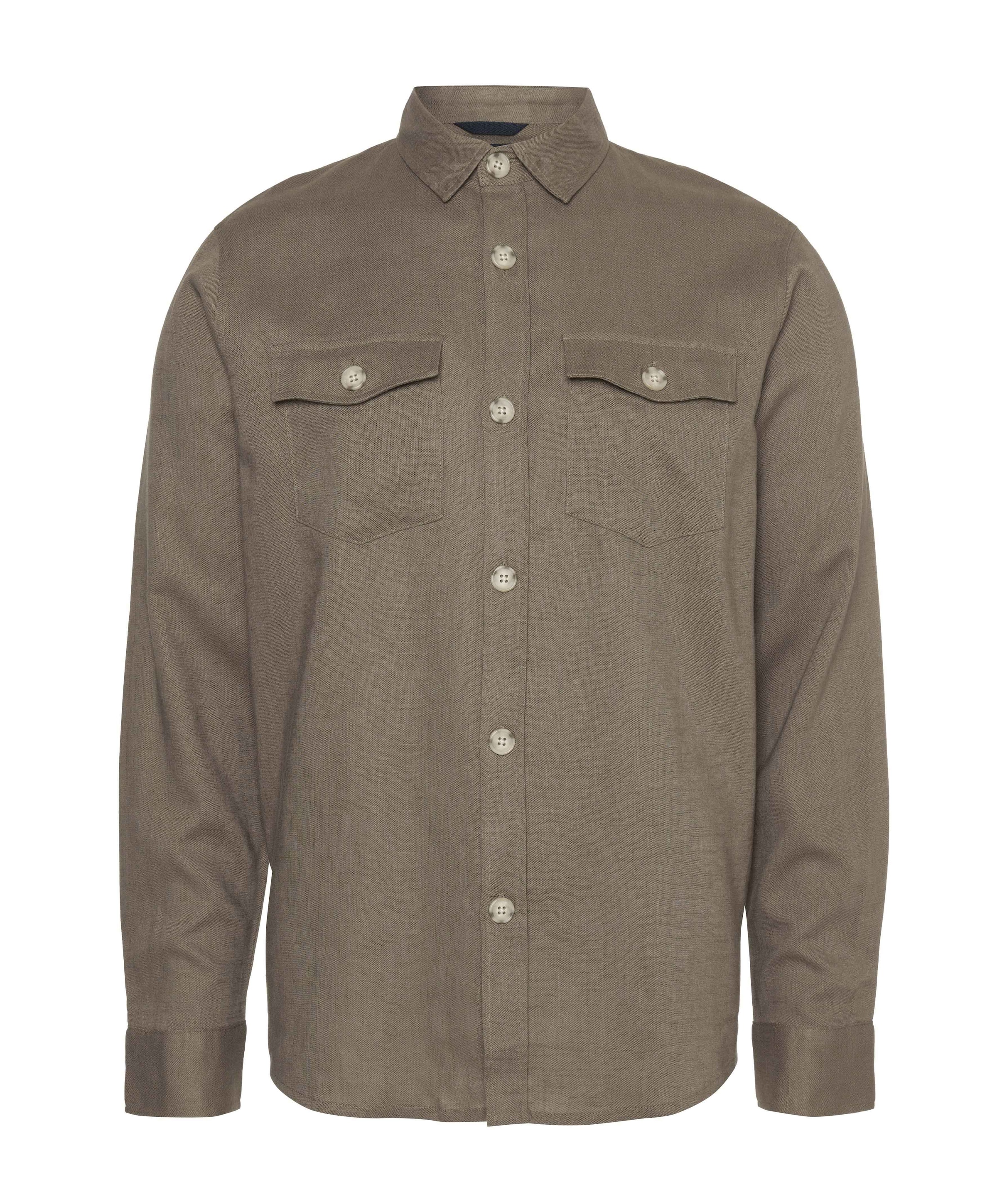 Heren overhemd lange mouw bruin