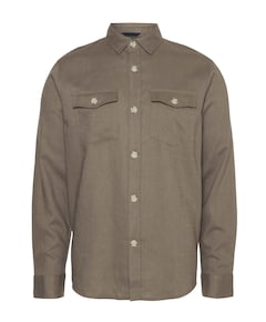 Heren overhemd lange mouw bruin