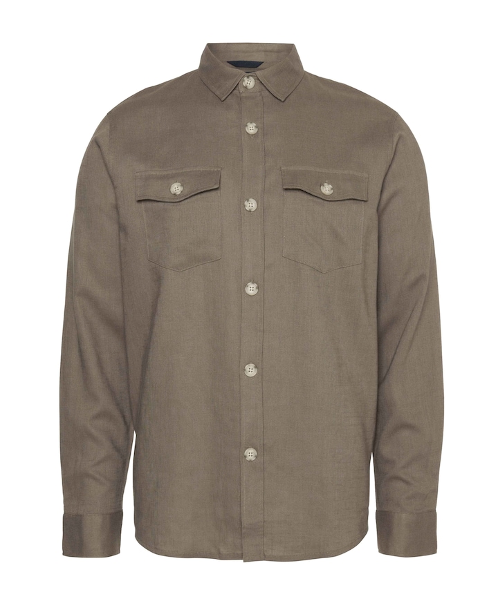 Heren overhemd lange mouw bruin