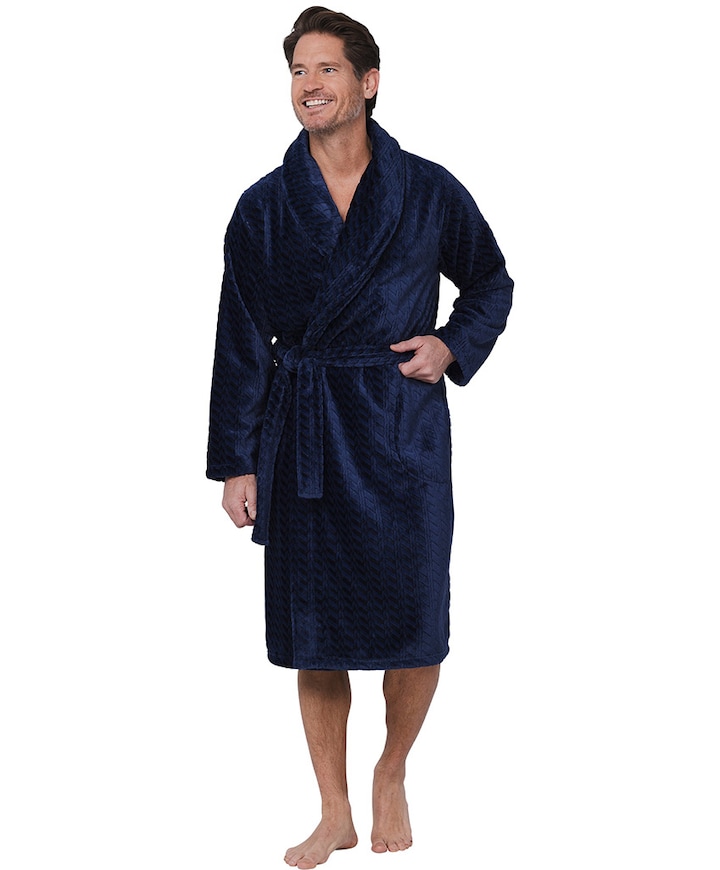 Heren ochtendjas blauw