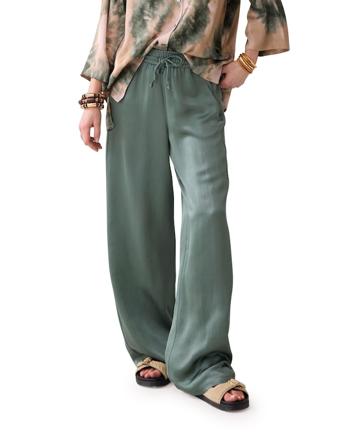 Heavy silky touch broek groen