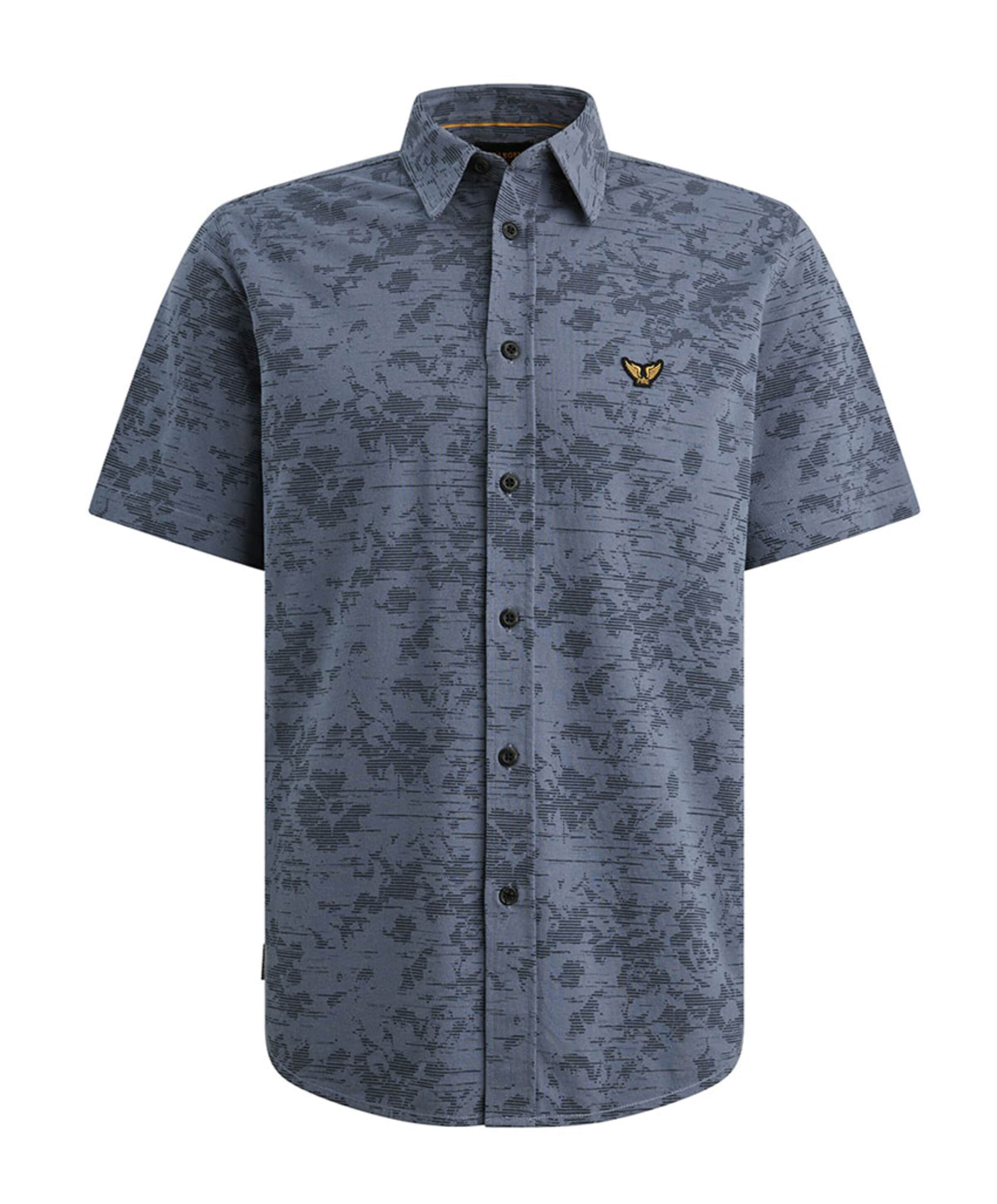 Heren overhemd korte mouw blauw