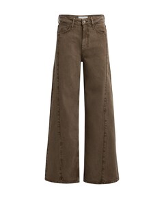 Jeans met hoge taille en wijde dames broek bruin