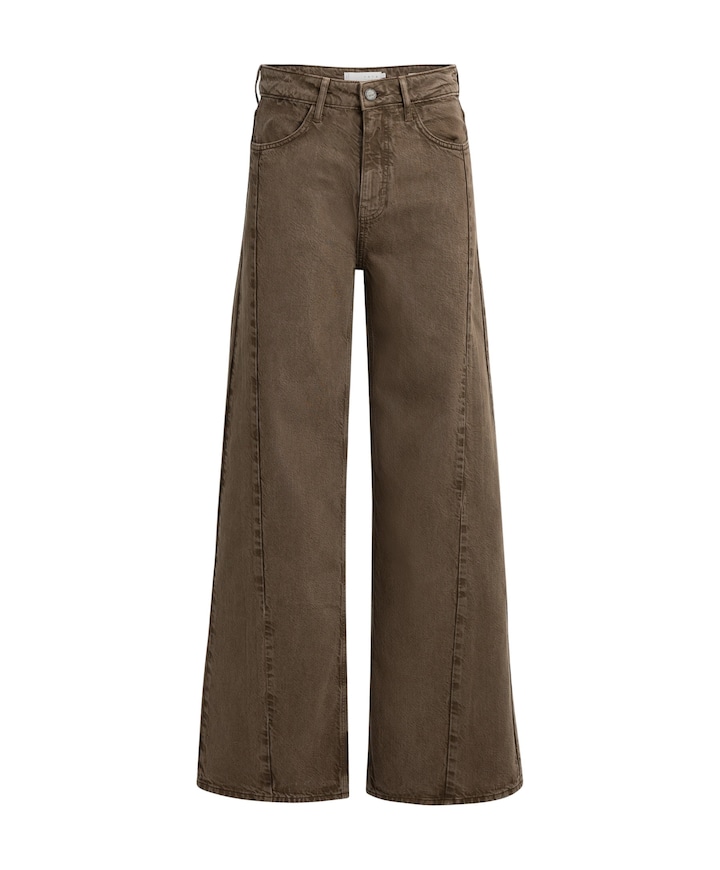 Jeans met hoge taille en wijde dames broek bruin