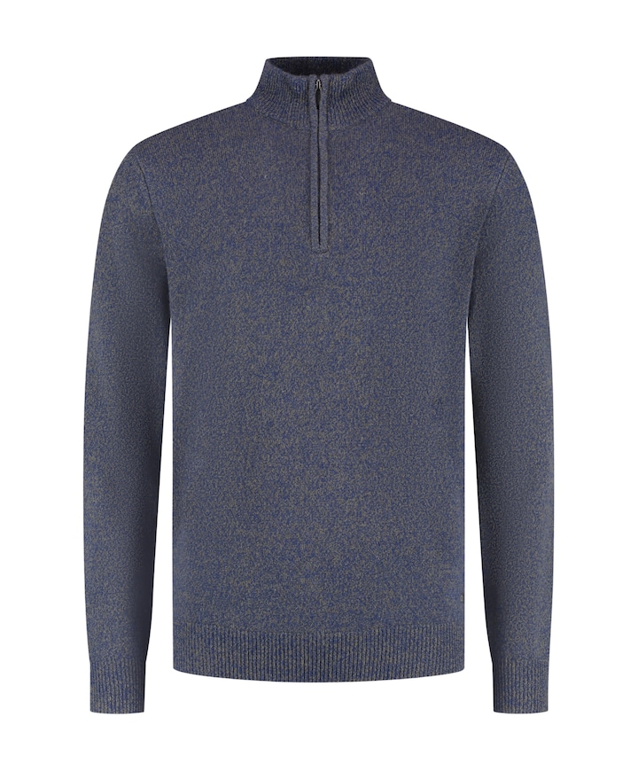 Heren trui met rits blauw