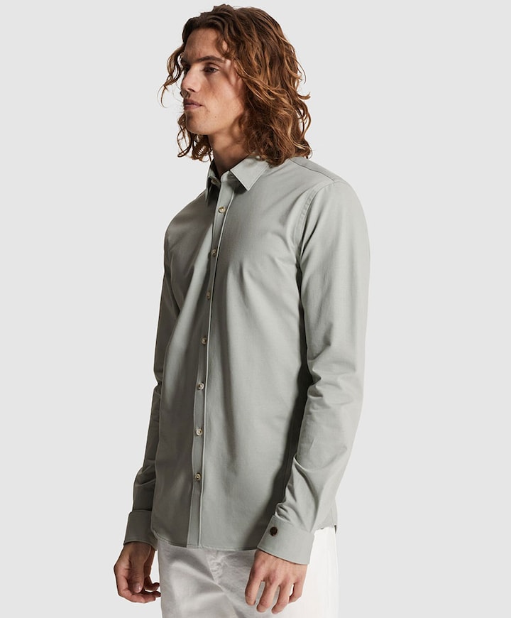 Heren overhemd lange mouw groen