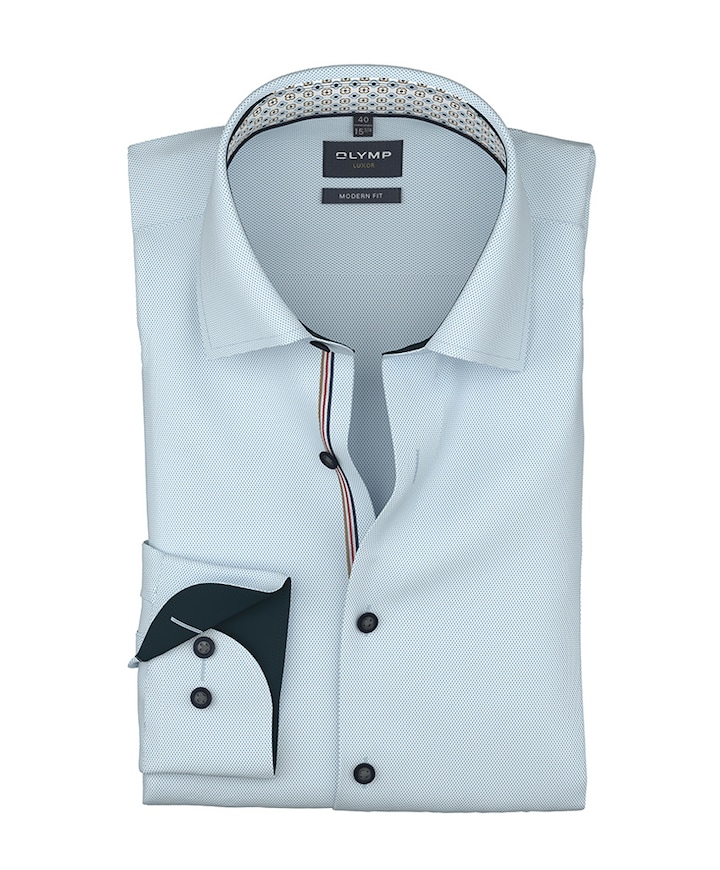 Heren overhemd lange mouw blauw