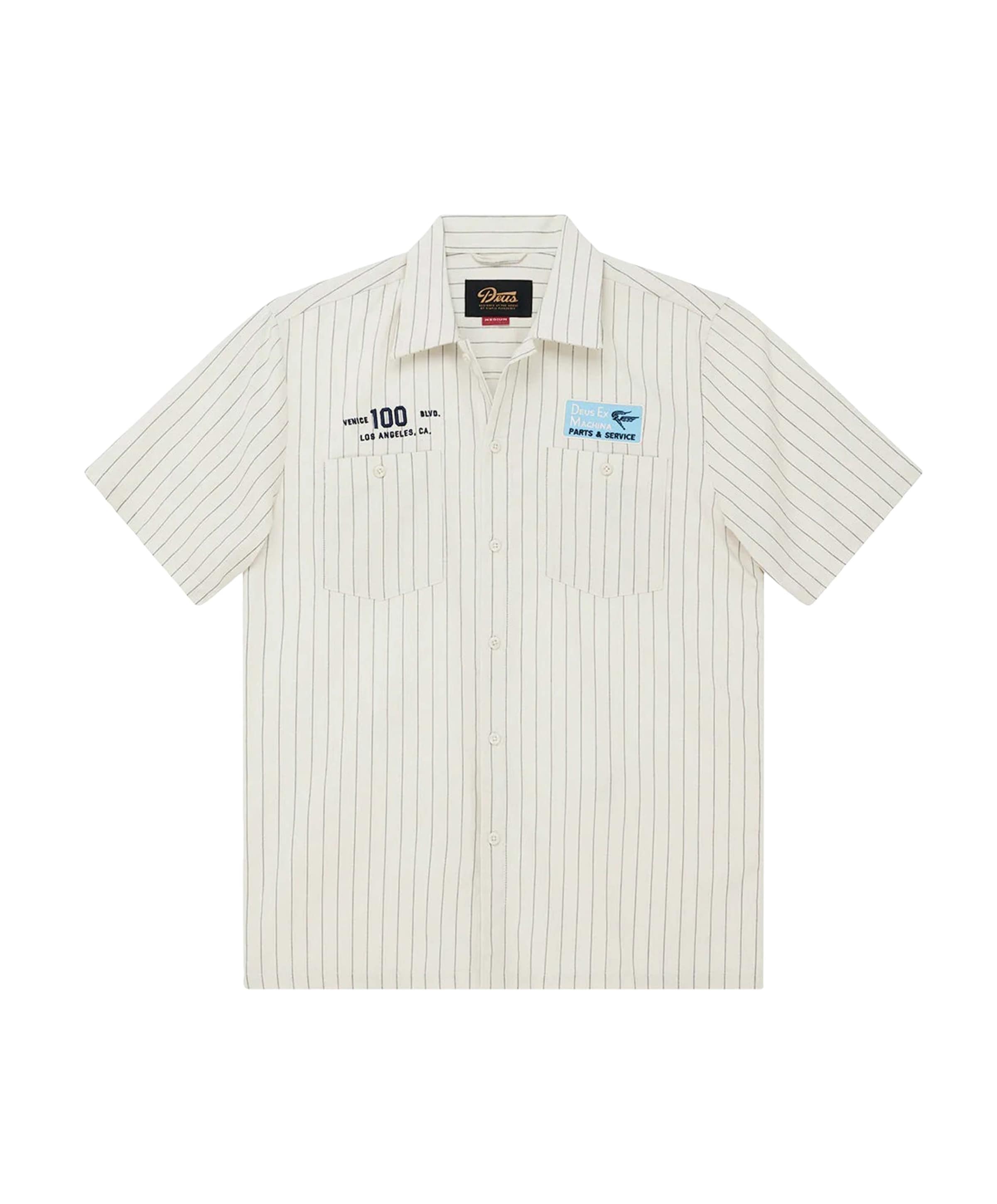 Heren overhemd korte mouw ecru