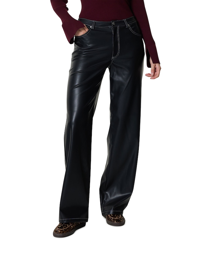 ONLJUICY-LANA HW WIDE FAUX broek zwart