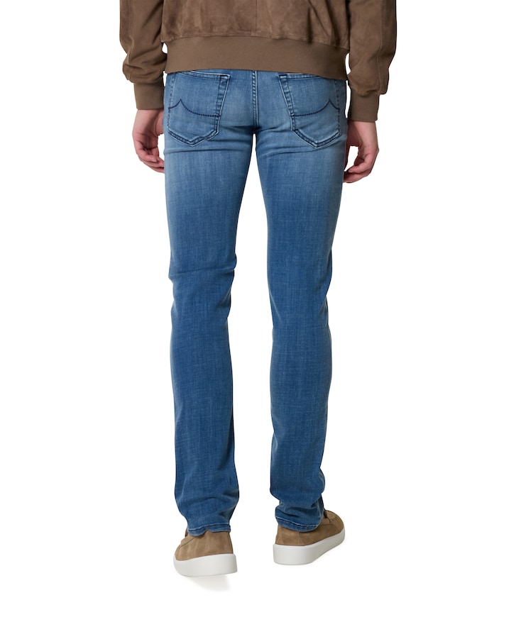 Nick Slim 5 Pocket heren jeans blauw