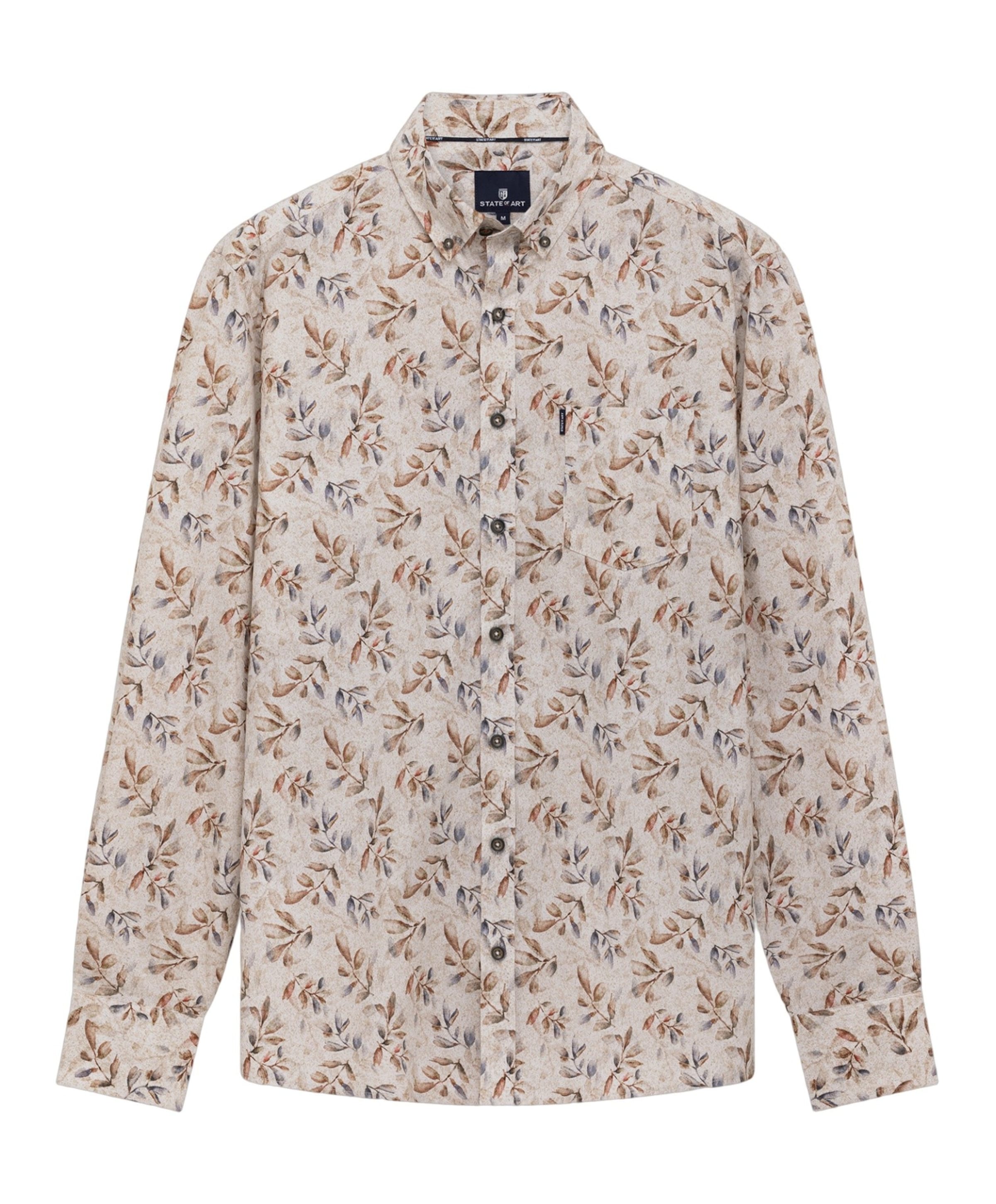 Heren overhemd lange mouw beige