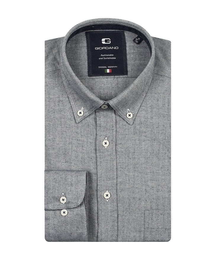 Heren overhemd lange mouw blauw