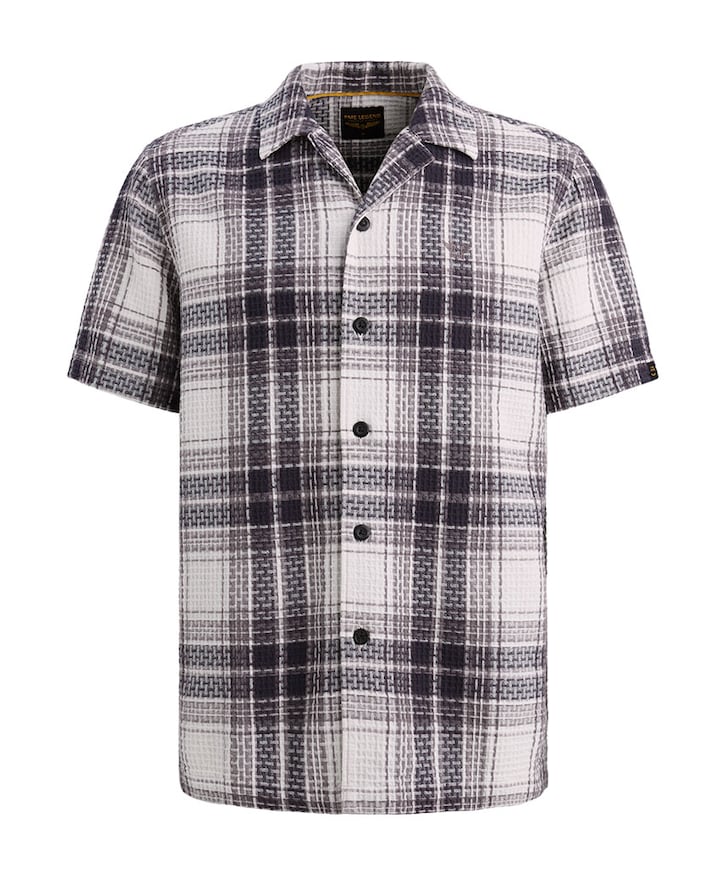 Heren overhemd korte mouw paars