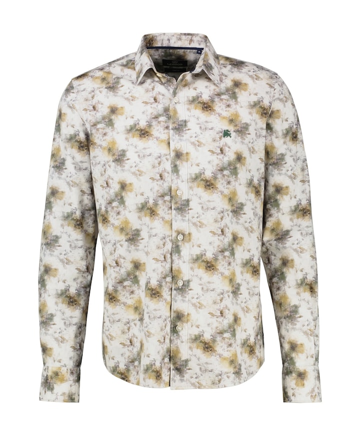 Heren overhemd lange mouw beige