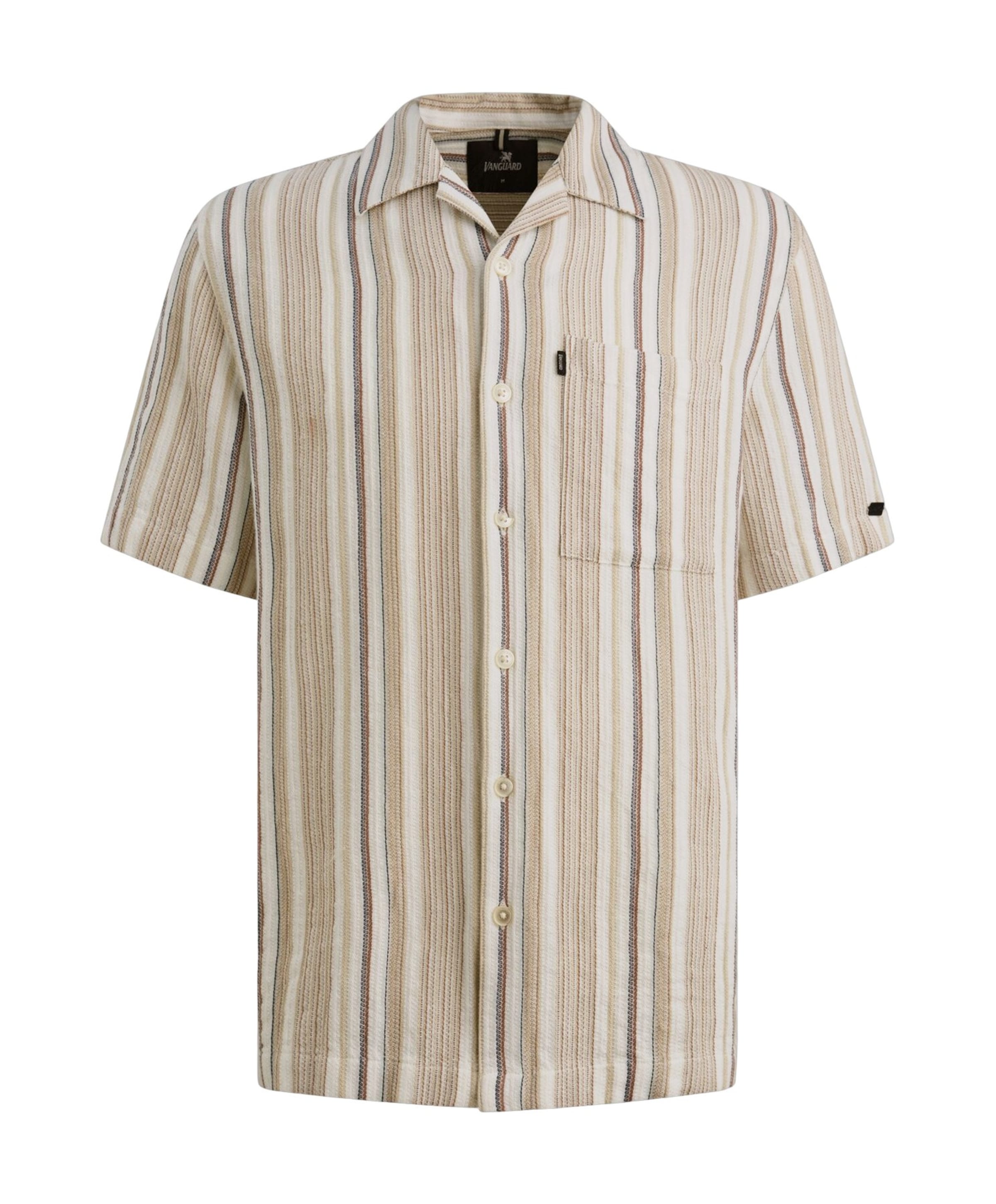 Heren overhemd korte mouw beige