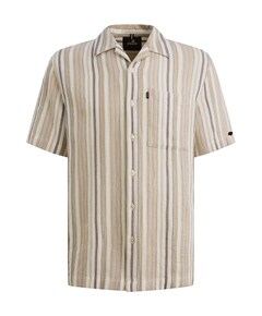 Heren overhemd korte mouw beige
