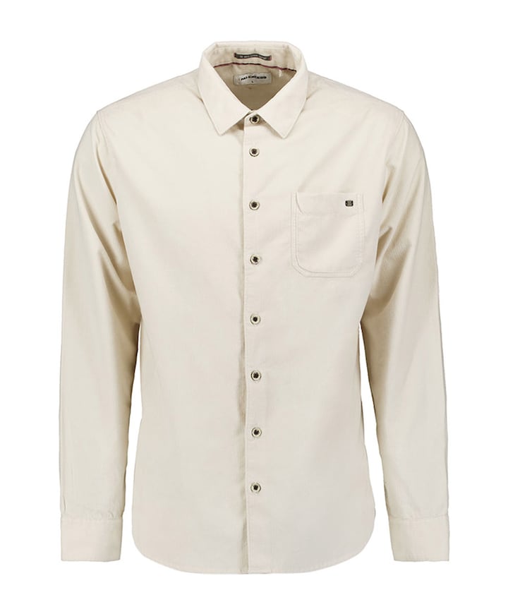 Heren overhemd lange mouw beige