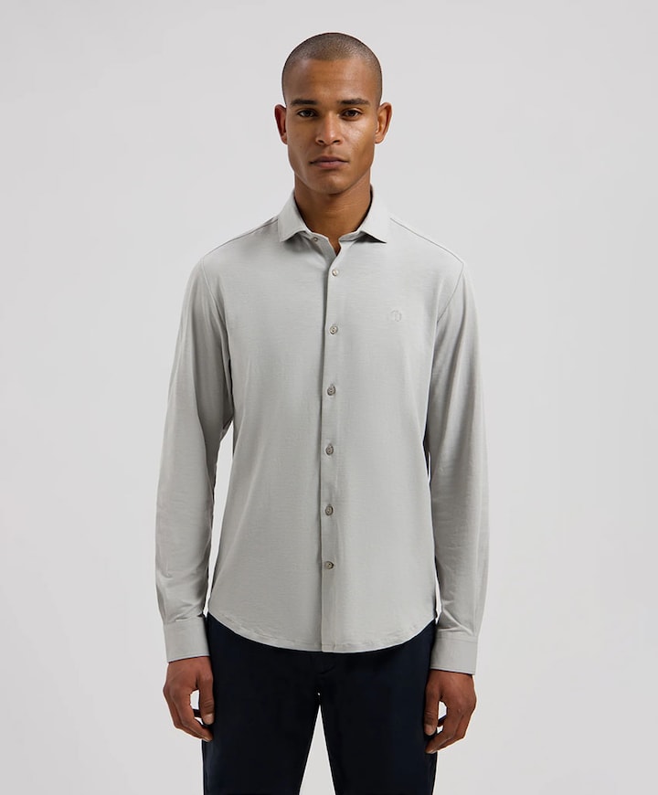 Heren overhemd lange mouw grijs