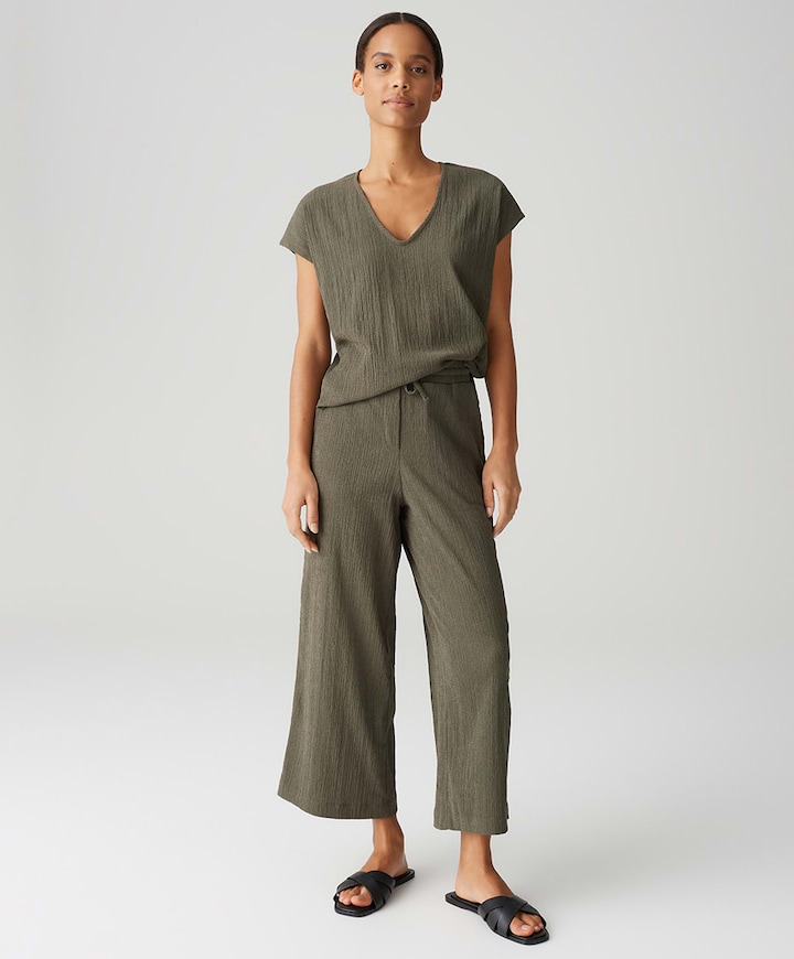 Mileni crinkle dames broek groen