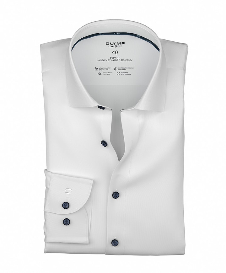 Heren overhemd extra lange mouw wit