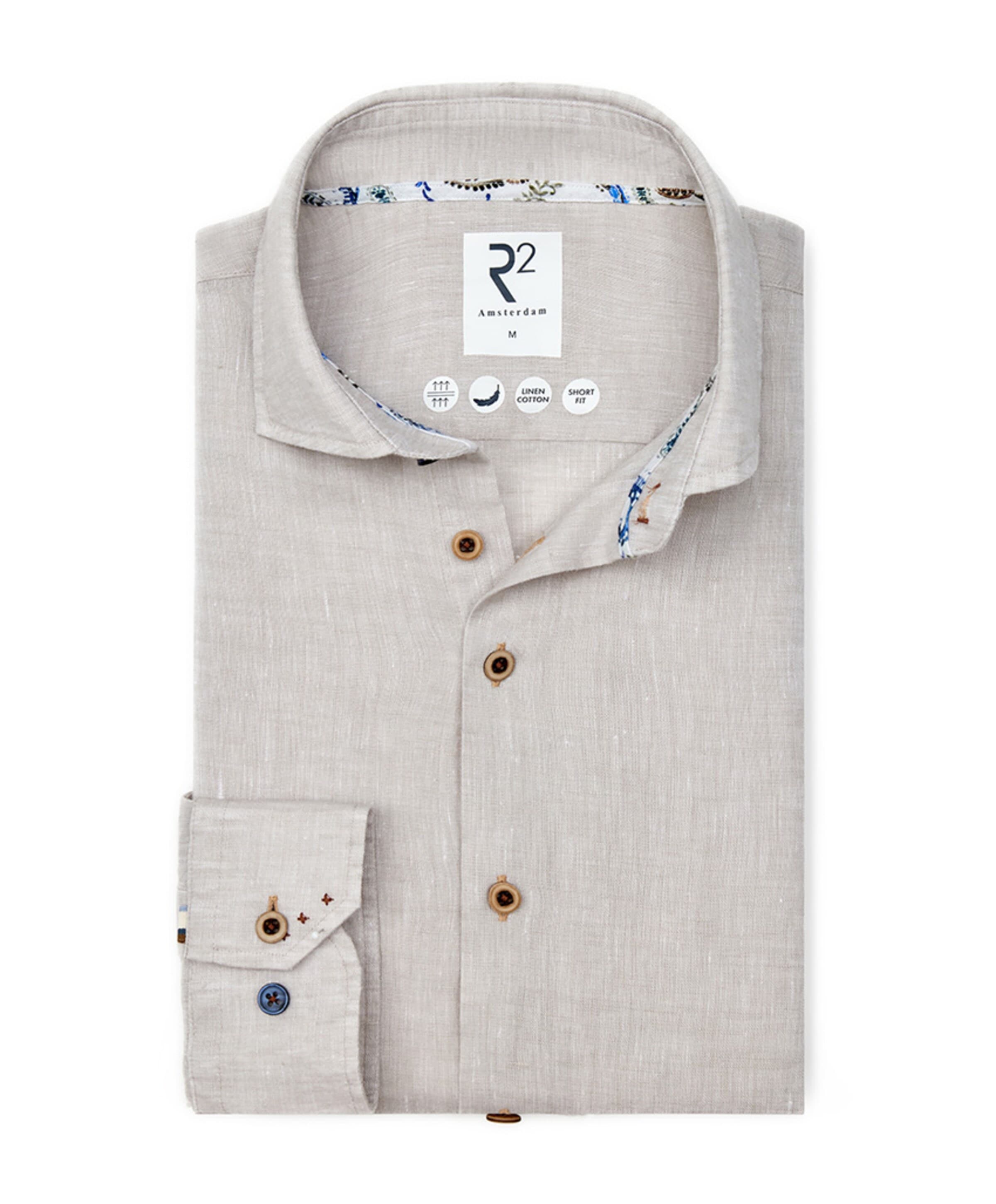 Overhemd extra lange mouw beige