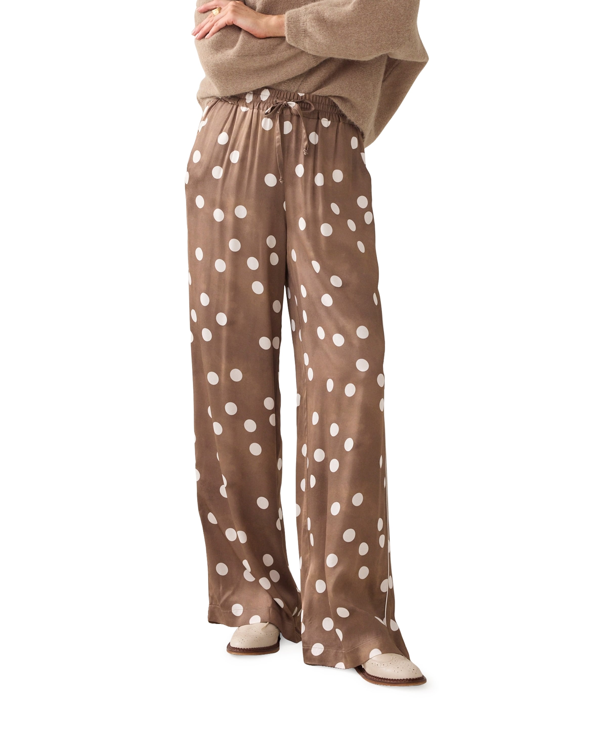 Irregular dot heavy dames broek beige