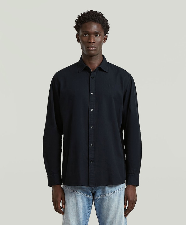 Heren overhemd lange mouw blauw