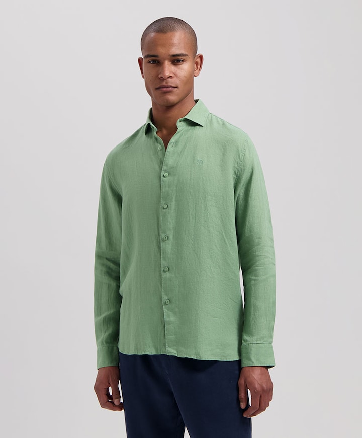 Heren overhemd lange mouw groen