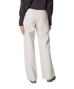Regular length straight leg PU pants dames broek ecru