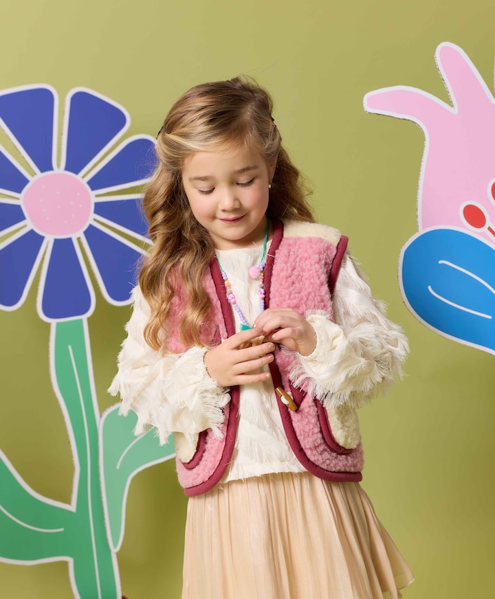 Meisjes blouse lange mouw ecru